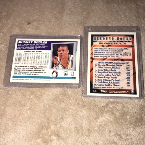 Topps 1994 NBA trading cards Mugsey Bouges and Dennis Rodman 💕 - Picture 2 of 2
